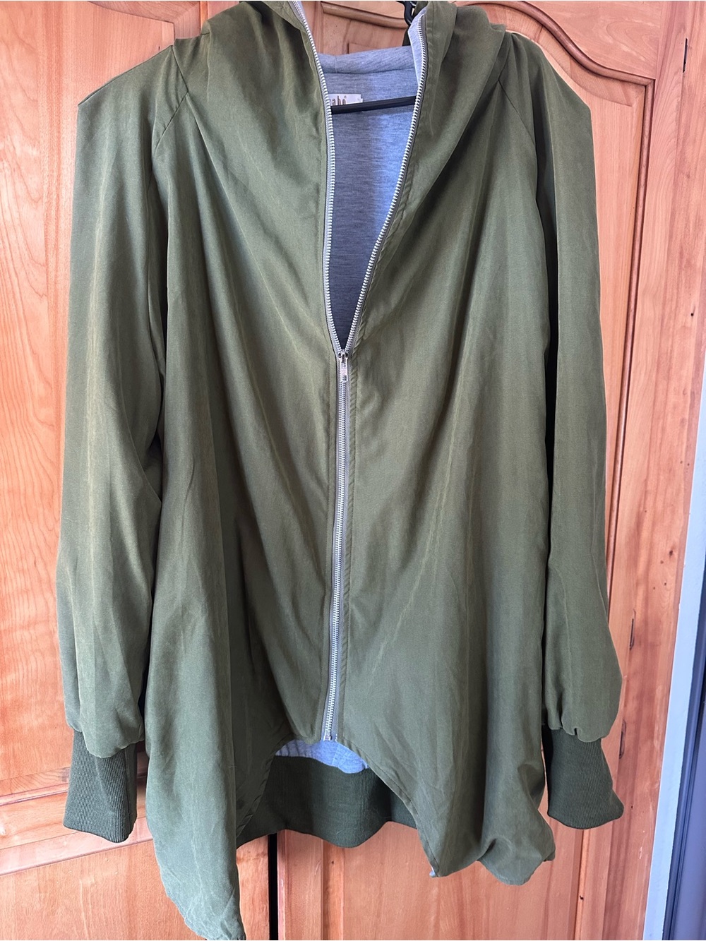 Olive Green Hooded Zip-Front Women's Jacket